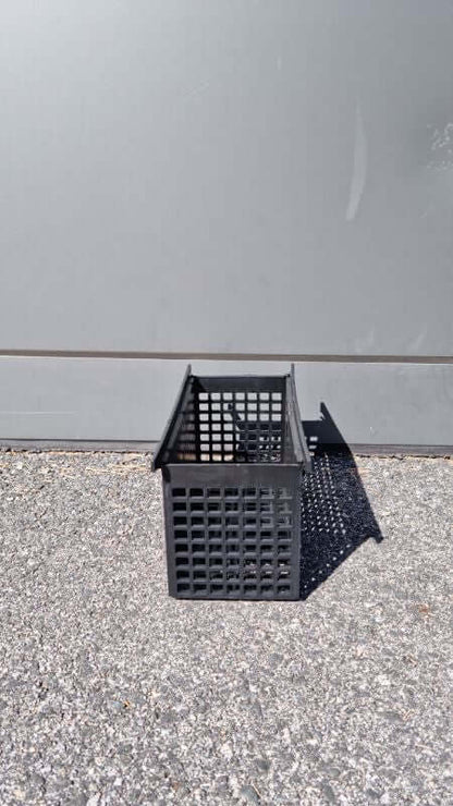 Standard BS Basket BLACK R50 - a durable black plastic basket with small holes for effective pot building use.
