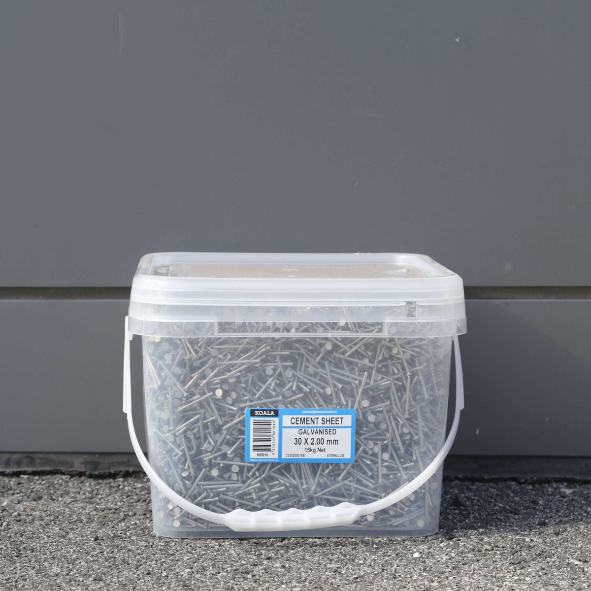 POT NAIL 30 X 2.0MM TUB OF15KG: 15kg tub of galvanised pot nails for construction and various applications.
