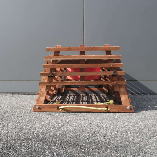 3/4 POT SB ALL JR 1 BASKET displayed on a flat surface, showcasing its durable Jarrah timber and steel base.