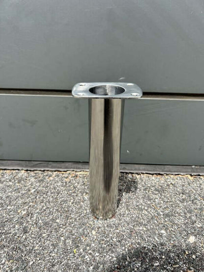 316 highly polished stainless steel VERTICAL ROD HOLDER with flush mount design for fishing rods.