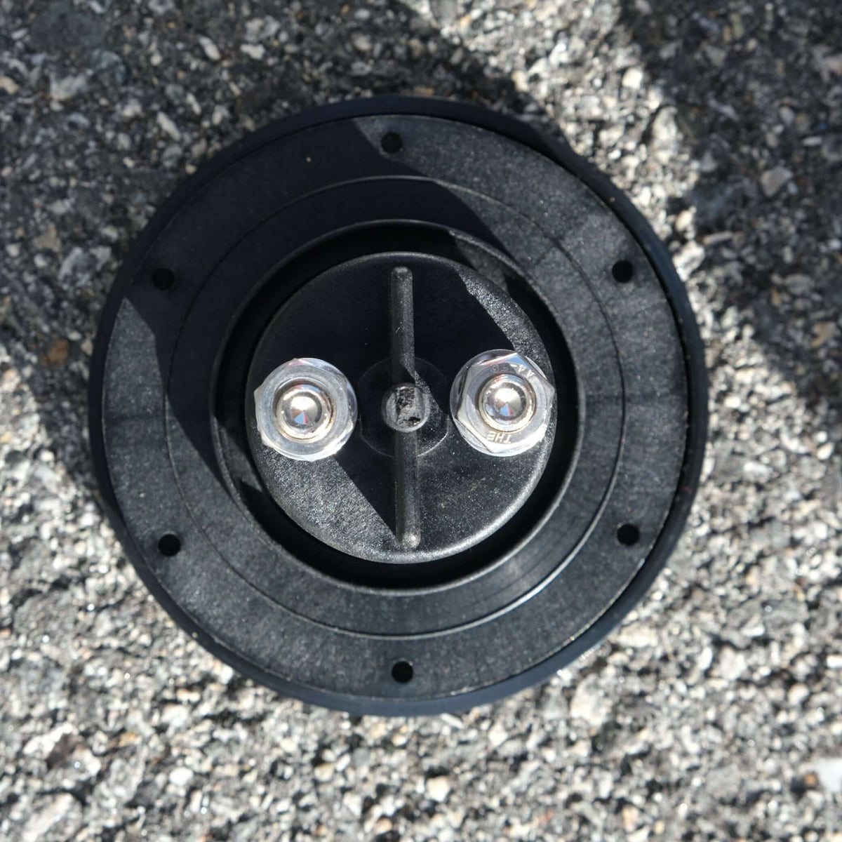Maxwell FootSwitch Bezel Black top view showing electrical connections and mounting features.