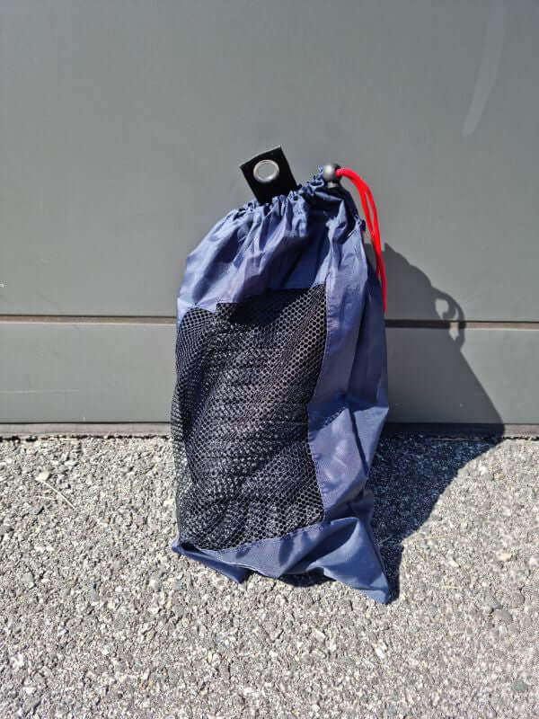 DOCKLINE DOUBLE BRAID 12MMx10M packaging bag for polyester docklines with mesh front and drawstring closure.