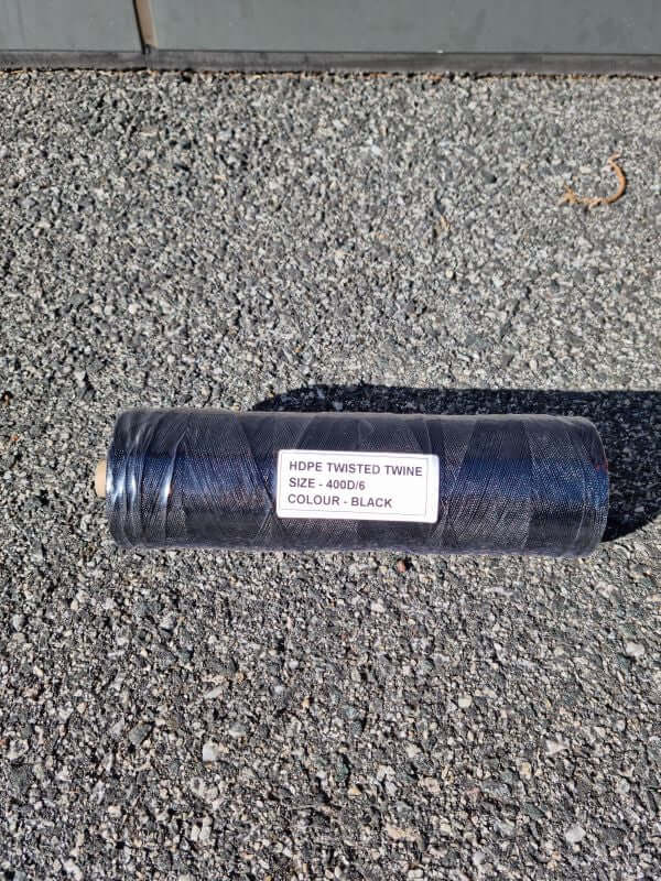 HDPE Twisted Twine in Black, Size 400D/6, suitable for various repair applications.