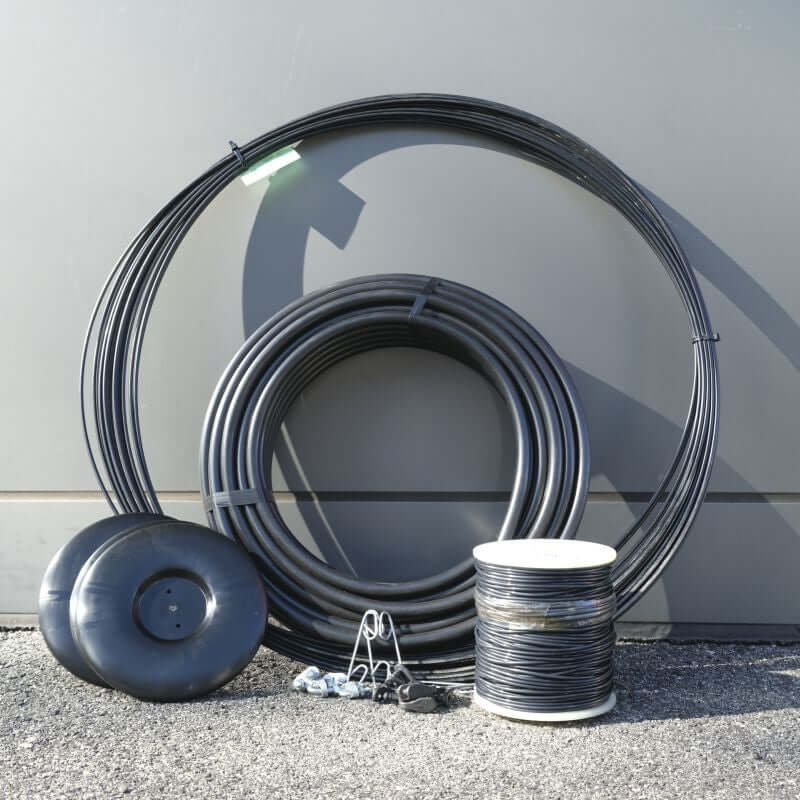 EZBuild LARGE Structure Kit components including black tubing and accessories laid out.