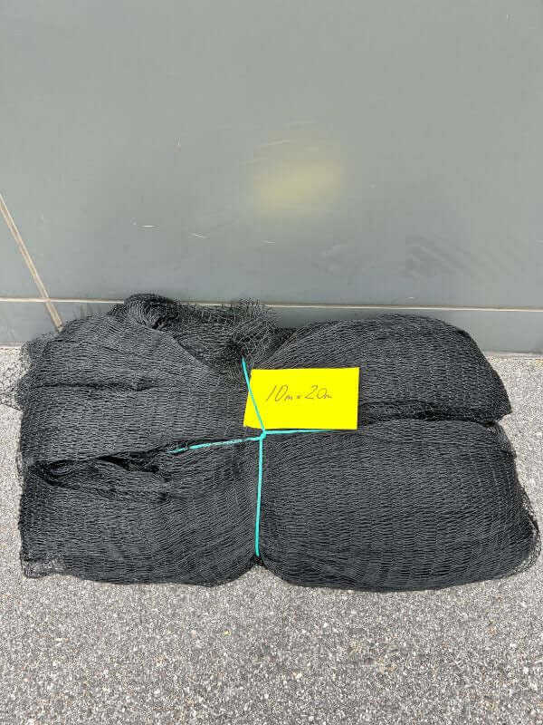 6 Ply Cut Netting 10m x 20m, black netting for bird protection, ideal for vineyards and fruit trees.