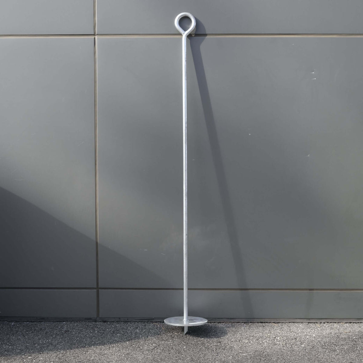 DROP ANCHOR 20MM X 1500MM strong galvanised anchor for outdoor structures with visible eyelet and base.